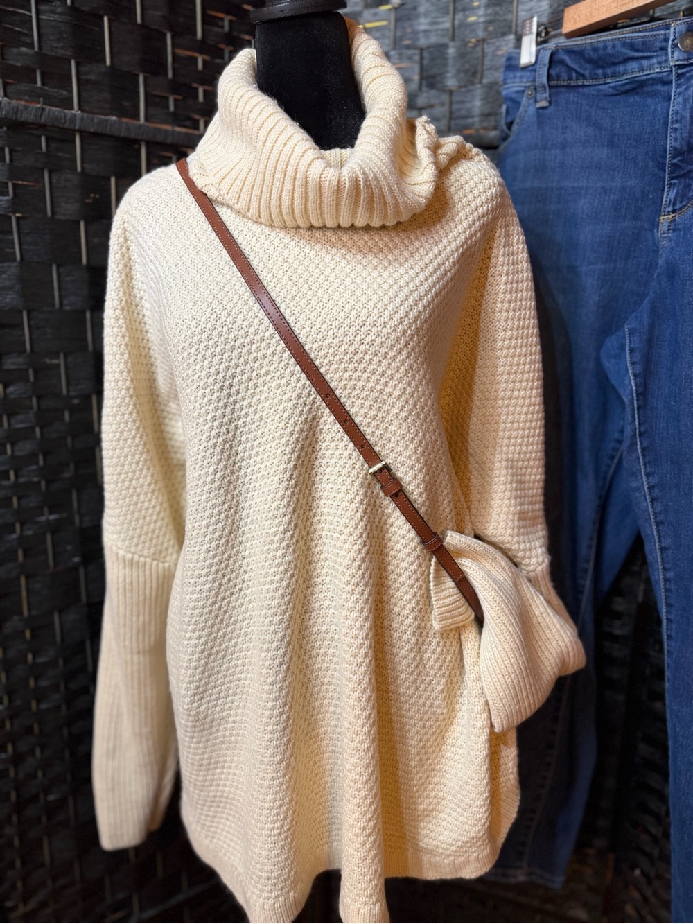 Relaxed Cream Turtleneck Sweater